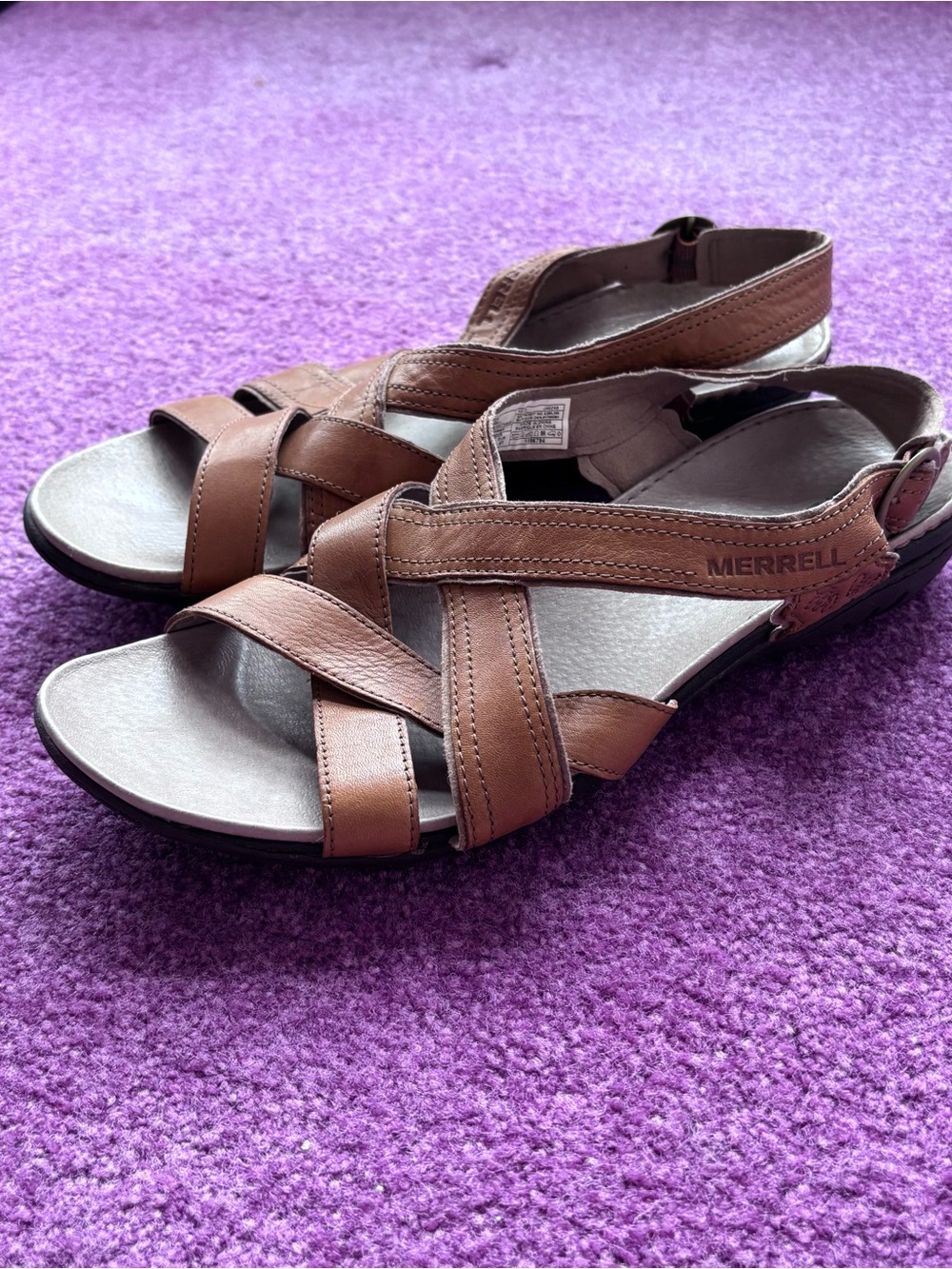 Merrell Brown Leather Strappy Slingback Sandals